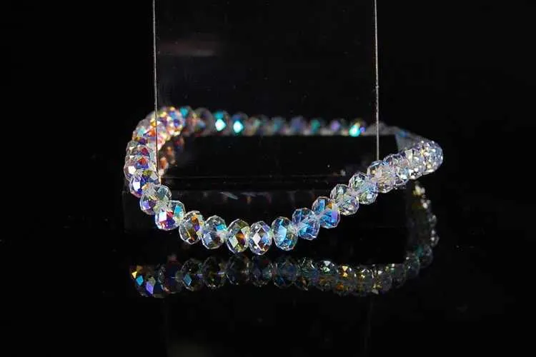 Perlen Und Kristall Armband Elastisch Weiß Schmal Glänzend_voghion.com