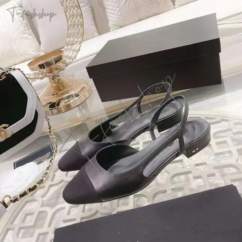 Designer Sandal Classic Channel Flats Ballet Shoes Cclys Loafers Sandal Spring och Autumn Cowhide Dance Shoe Fashion Women Black Flat Boat Lady Leather Lazy 392