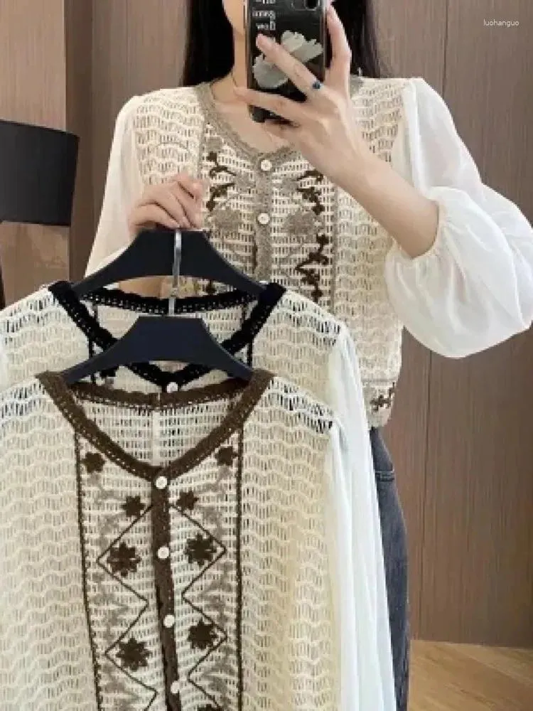 Chemise à crochet coréenne de chemisiers pour femmes