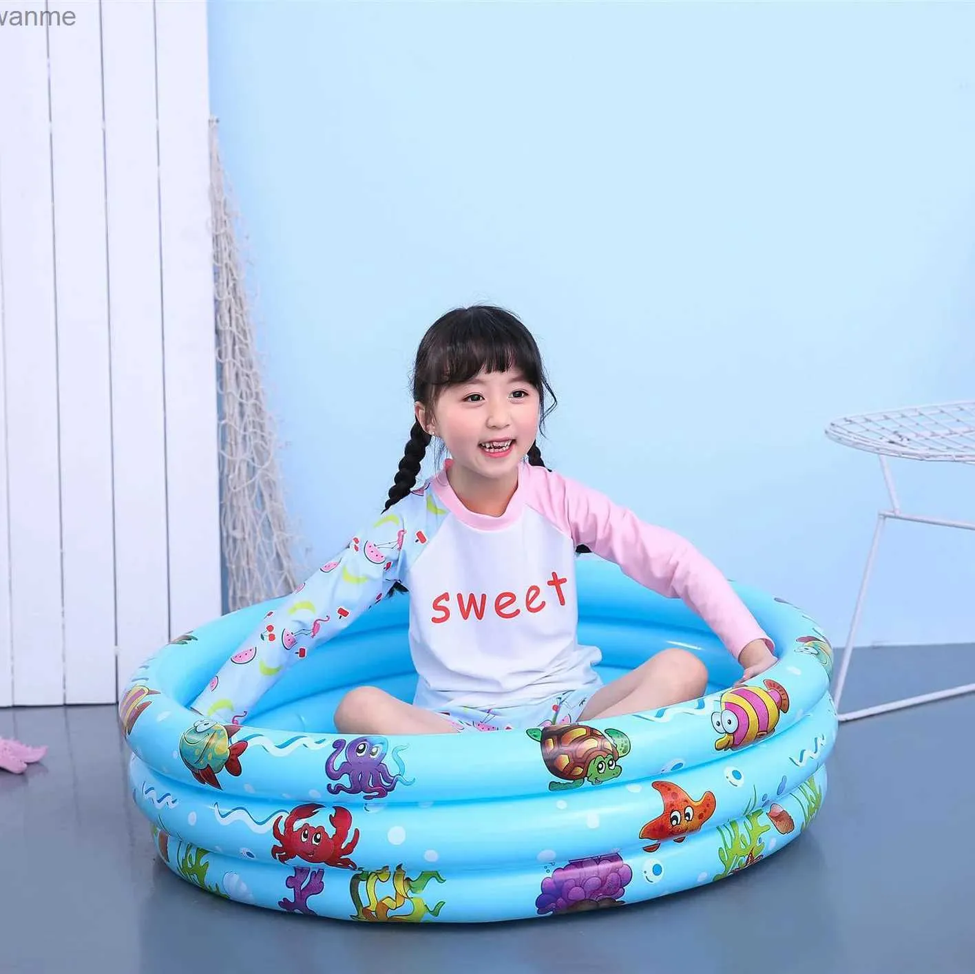 Baignoires sièges Piscine gonflable Piscina baignoire portable baignoire flottante bébé piscine enfant bassin eauter de la fête d'été jouet 90cm wx