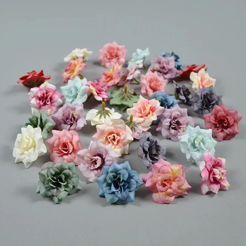 50 stcs 26Colors Silk Rose Flower Heads Home Simulatie Bruiloft Decor voor Scrapbooking Handicraft Festival Decoratie 240422