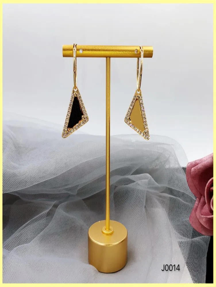 Женские алмазные серьги дизайнерские серьги -треугольные серьги мода женская ювелирная украшения роскошные золотые серьги буквы