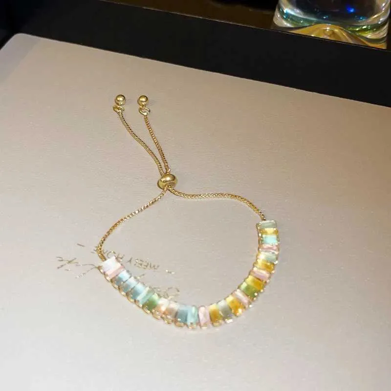 Bangle Sweet Colored Zircon Adjustable Copper Bracelets for Women 2023 New Korean Fashion Shiny High-quality Jewelry_voghion.com
