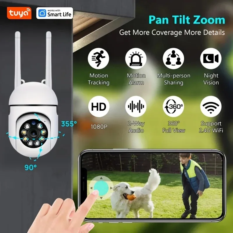 Tuya Smart 2.4G WiFi İç Mekan Kamera Akıllı Ev Güvenlik Video Gözetim Supprt İki yönlü ses mobil hareket 240422