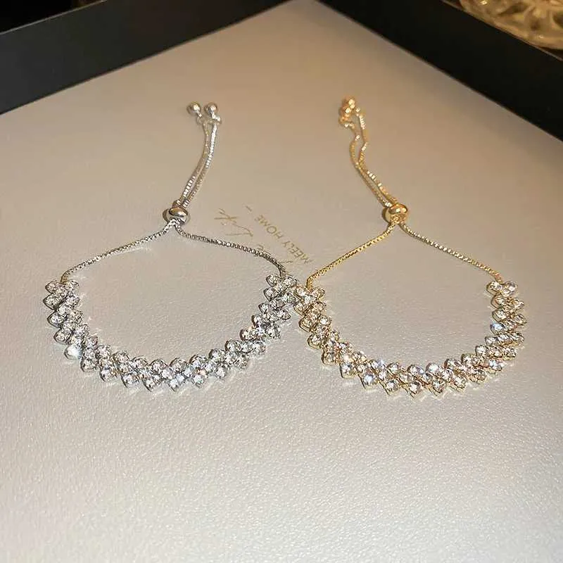 Adjustable Rhinestone Bangle Bracelet With Zircon For Women_voghion.com