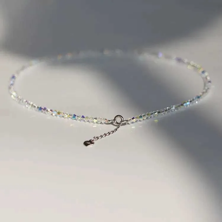 Perlen Und Kristall Armband Elastisch Weiß Schmal Glänzend_voghion.com