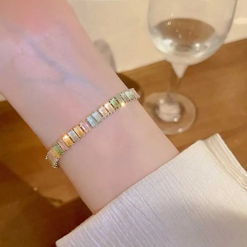 Bangle Sweet Colored Zircon Adjustable Copper Bracelets for Women 2023 New Korean Fashion Shiny High-quality Jewelry_voghion.com