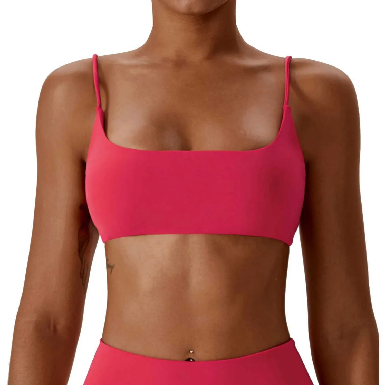 Sous-vêtements actifs Femmes extensibles Soft confortable Square Nou Bounce Control Yoga Bra Couleur solide Sports extérieurs Running Bra Fitness Yoga Bra D240508