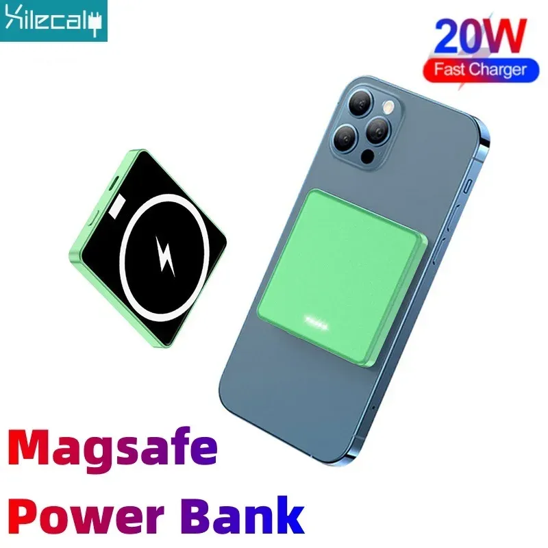 Casos 20W 10000mAh MacSafe Power Bank Magnetic Power Bank Bateria de reposição externa para iPhone 15 14 13 12 Pro Max Wireless Power Banks