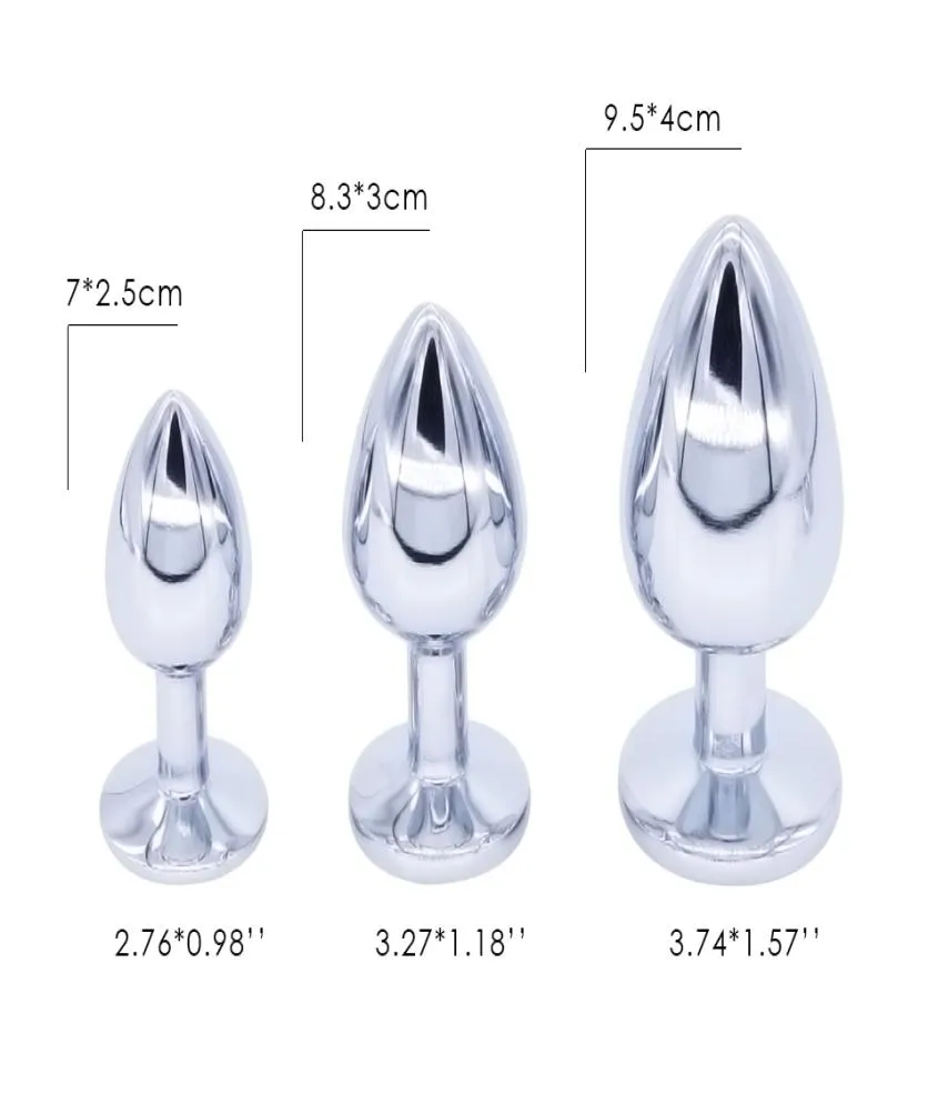 Domi 3PCSSet Small Medium Big Rostfri Steel Metal Anal Plug Dildo Sex Toys Products Butt Plug Gay Anal Beads2204973