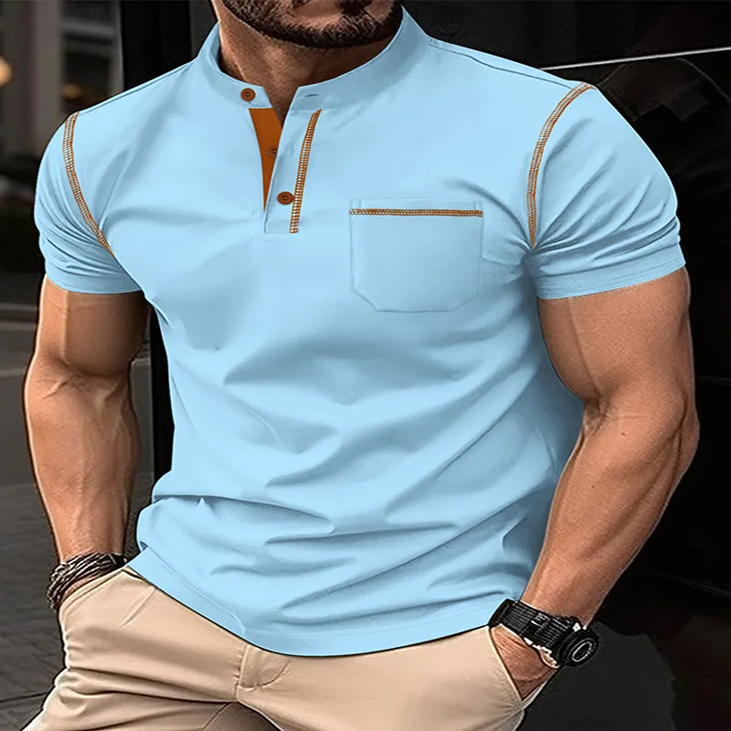 Business and Leisure Polo Shirt Summer Novo moda nova roupas de golfe masculas camisas pólo camisetas ecológicas camisetas de golfe masculinas usam polos de quatro vias de pólo de quatro vias Man Blouse Tops