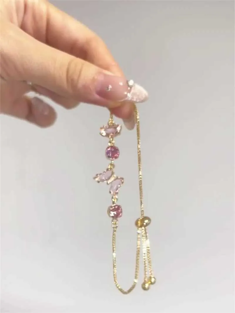 Bracciale farfalla regolabile con cristallo oro per donna_voghion.com