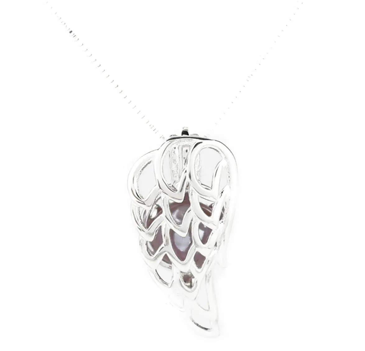925 Silver Silver Pick A Pearl Cage Angel Aile Vertille Pendant Collier Boutique Lady Gift K10415579532