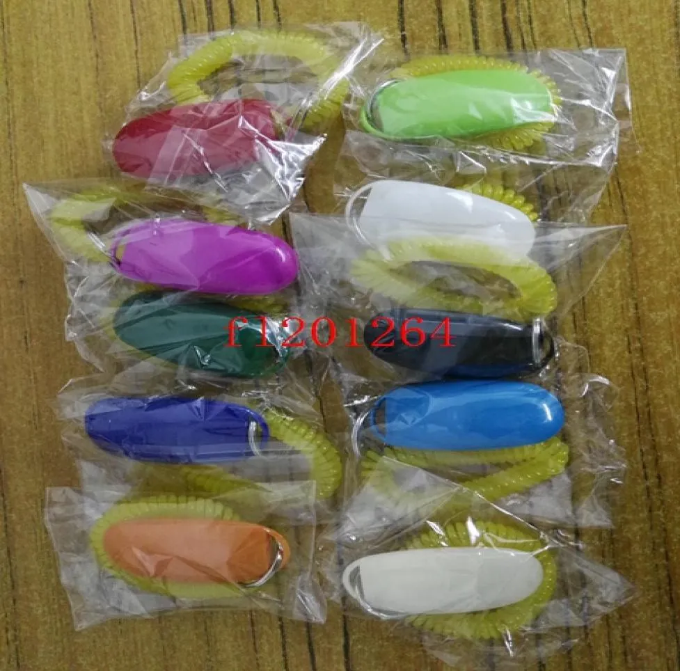 10pcslot whole Fashion Dog Pet Click Clicker Training Trainer Aid Wrist Mix colors3560967