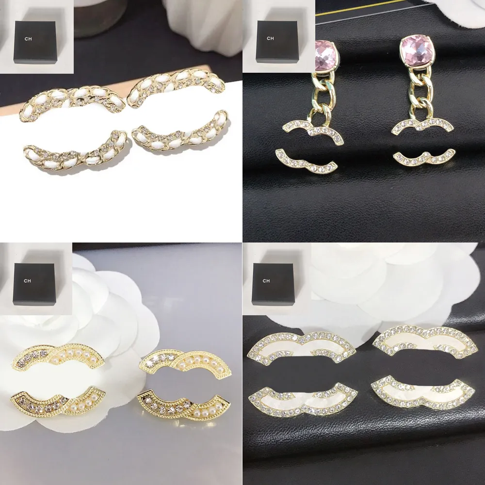 Top Sell Women Designer Ear Stud Jewelry Brand LETTRE CRISTAL EORLES 925 Cadeaux de fête de mariage de boucles d'oreille en argent Silver avec accessoire de mode Box