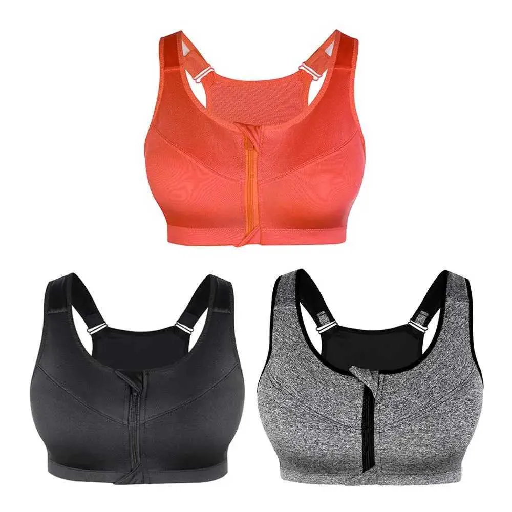 Sous-vêtements actifs S-3xl Femmes Zipper Sports Bras Bras Push Push Up Up Tops Girls Breathable Fitness Run Gym Yoga Bras Fitness Equipment D240508