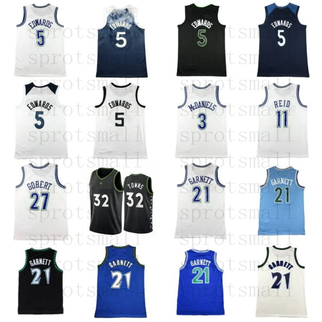 2023/24 #5 Anthony Edwards 32 Karl-Anthony Towns City Basketball Maglie Jaden McDaniels Naz Reid Rudy Gobert 21 Kevin Garnett Cream Retro Shirt