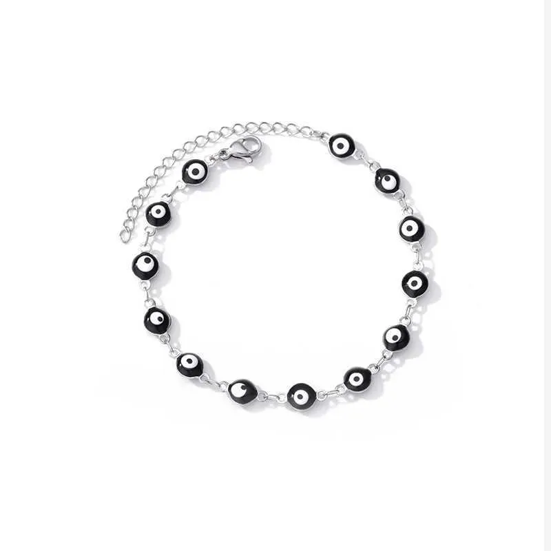 Braccialetto Turchia Evil Eye Bead Bracciale per donna Acciaio inossidabile Argento Colore Catena Sottile Braccialetti Donna Boho Moda_voghion.com
