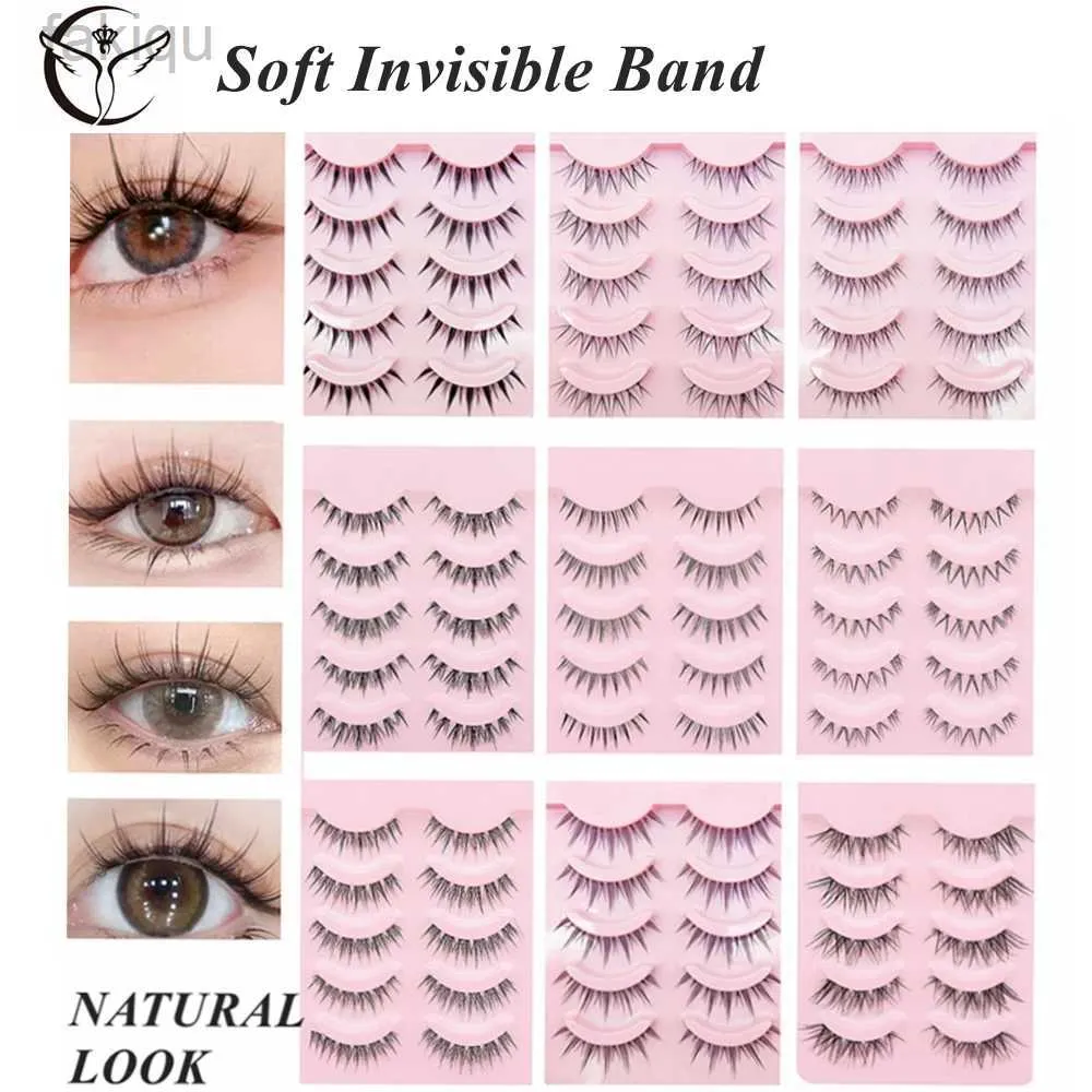 Faux cils 5 paires de cils invisibles doux avec des cils super naturels 3D Extension du lot réutilisable pour le maquillage D240508