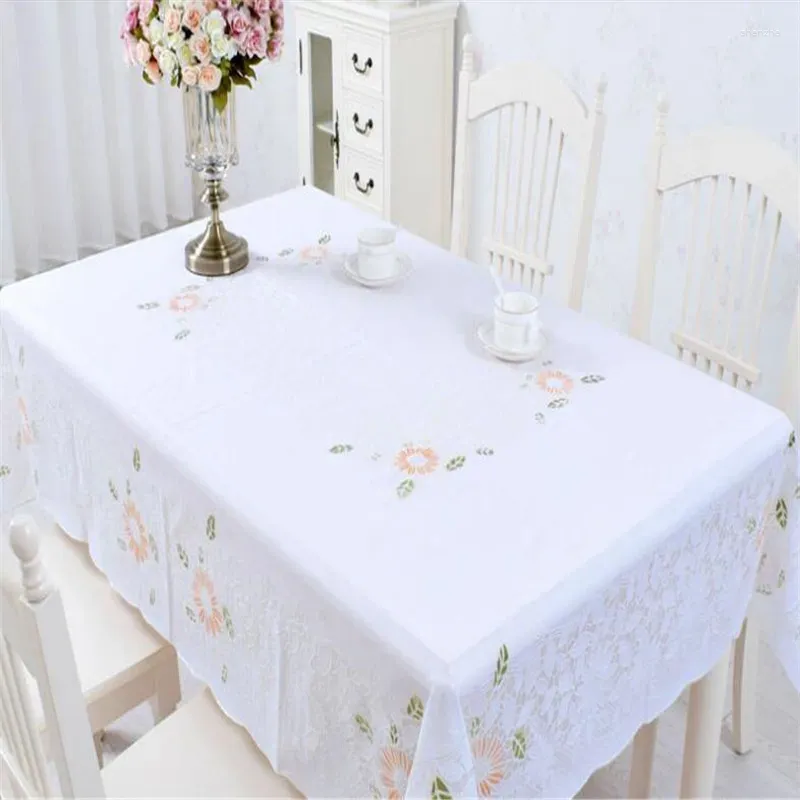 Table Cloth 135x180CM Orange Blue Flower Golden Colour PVC Tablecloth Water Oil Proof Cover Quality Kitchen Antependium