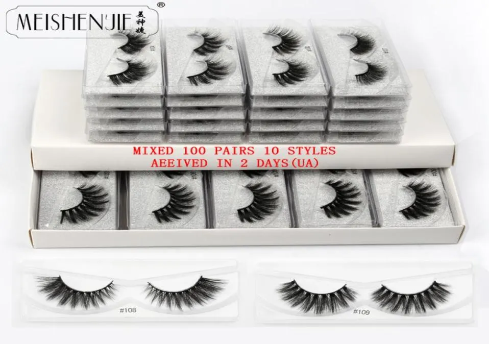 Meishenjie 203050100 paires des cils entiers 3D Fluffy Fluffy Lash Natural Soft Faux Cons de maquillage à la main.