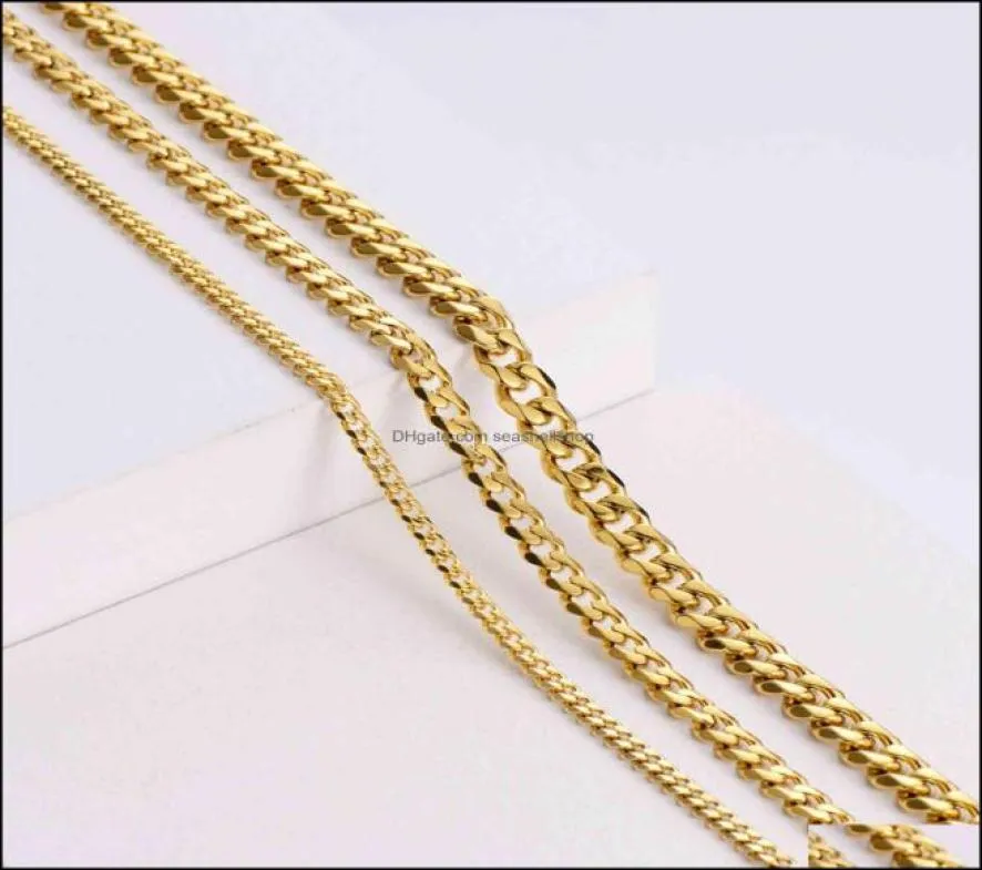 Colliers pendants Hip Hop Womens Men Colliers Cadelac Cubanas 18K Gold Plated Cuban Link chaîne Stainls Steel Drop Livrot2987444