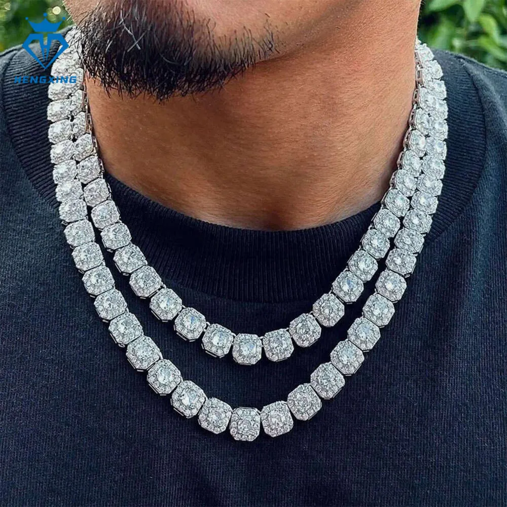 10mm Sier Hip Hop Tennis Necklace: Moissanite Diamond Chain for Men