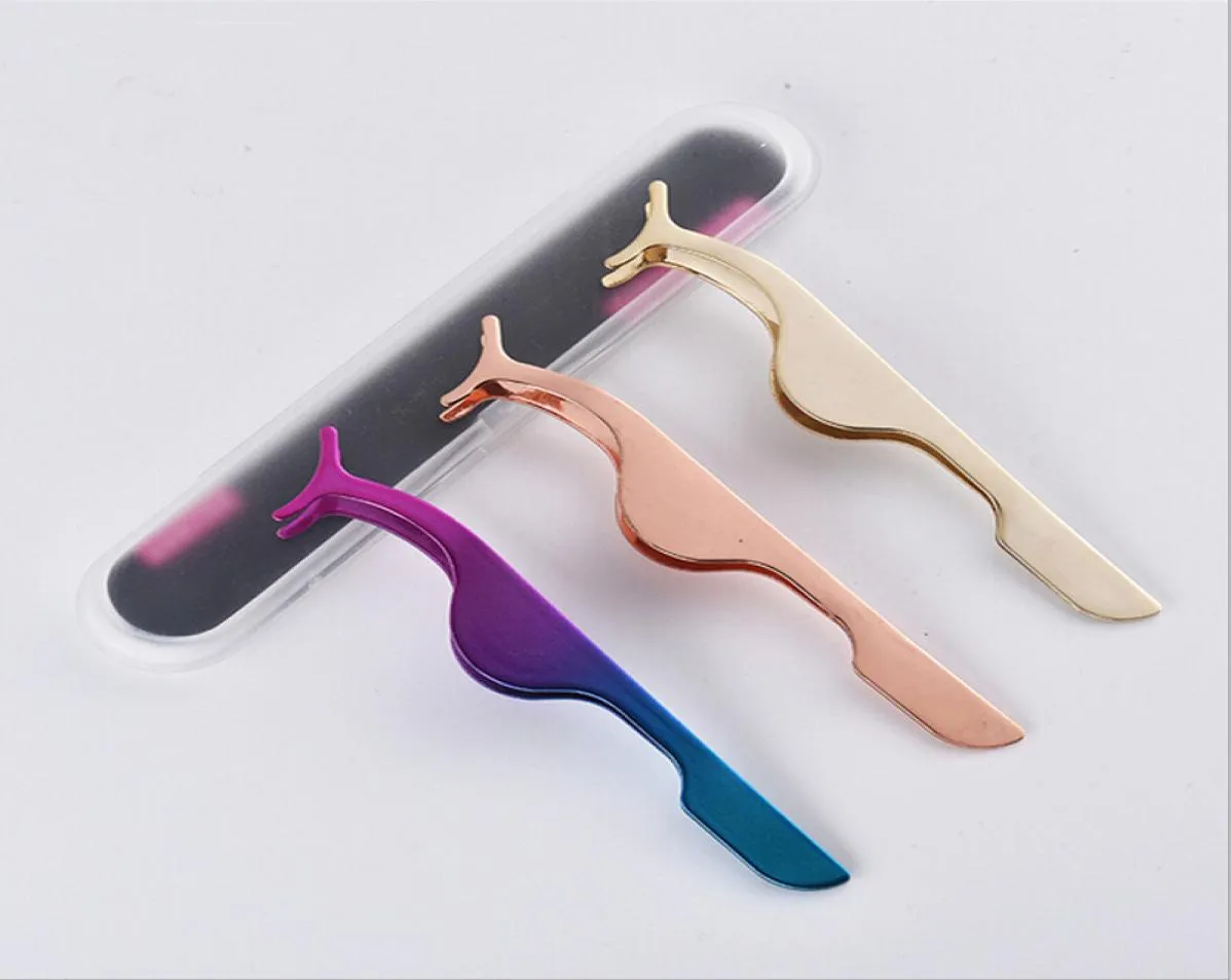 Makeup Tools Stainless Steel False Eyelash Tweezers Applicator Clip to Put Eyelashes on with Retail Package6814480