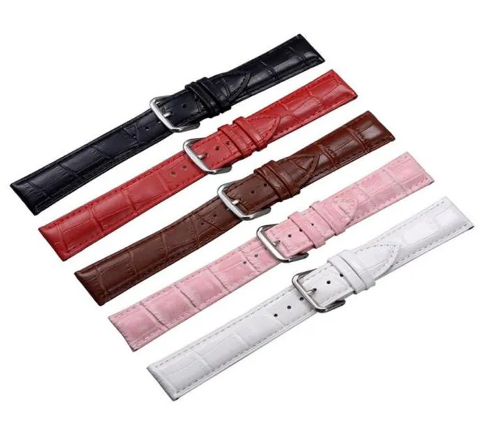 Läderklocka Black Brown Women Men Watch Band 24 22 20 18 16 14mm Leather Straps Belt Metal Buckle4094774