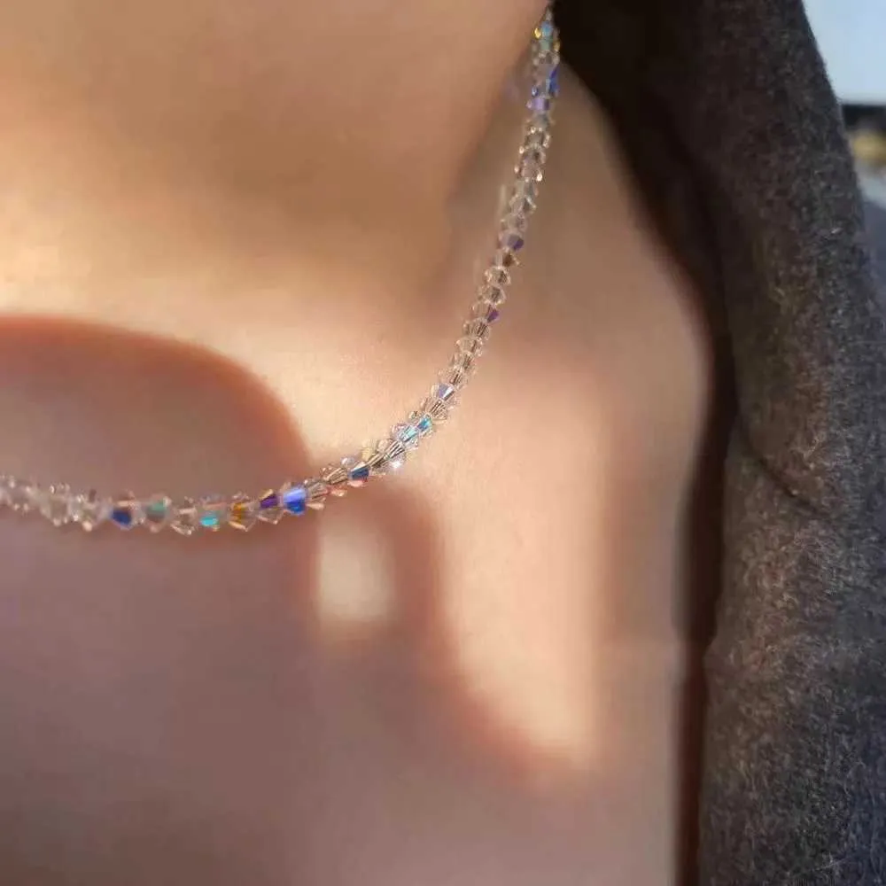 Perlen Und Kristall Armband Elastisch Weiß Schmal Glänzend_voghion.com