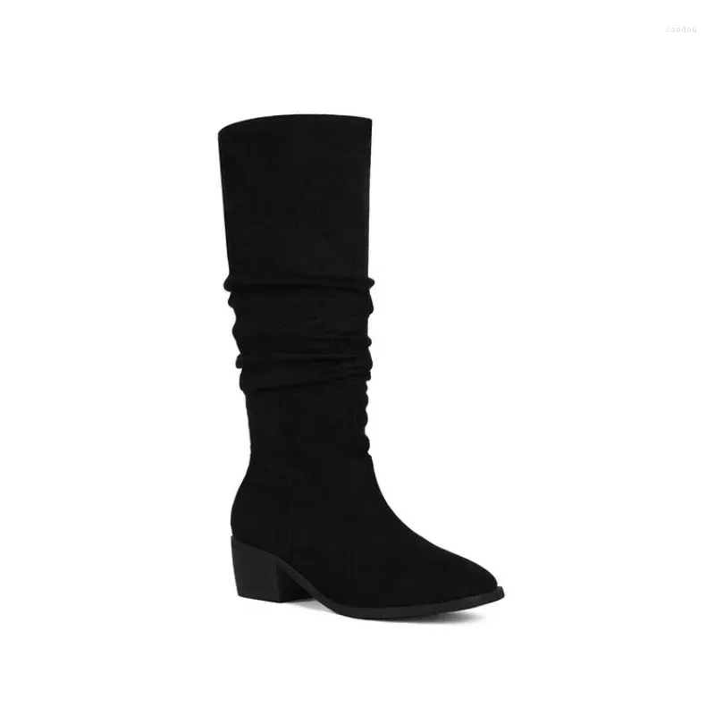 Botas de tamanho grande grande tamanho grande redondo de pé grosso moda feminina simples e elegante sapatos com design confortável