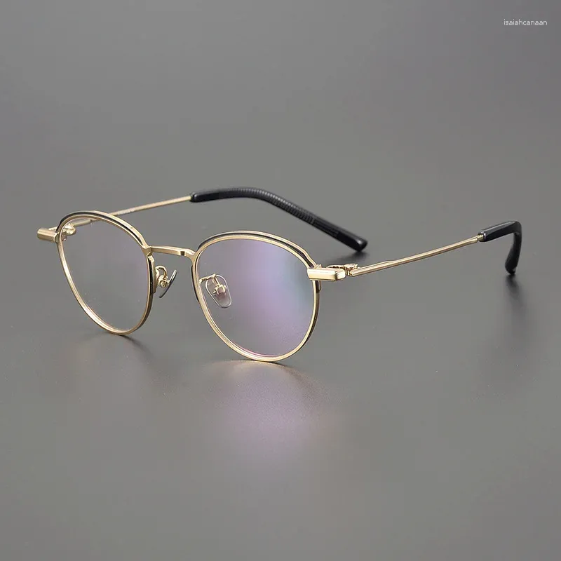 Lunettes de soleil Frames Titanium Japonais Retro Round Lunes Cadre pour hommes Femmes Vintage Optical Myopie Eyeglass Classic Eyewear