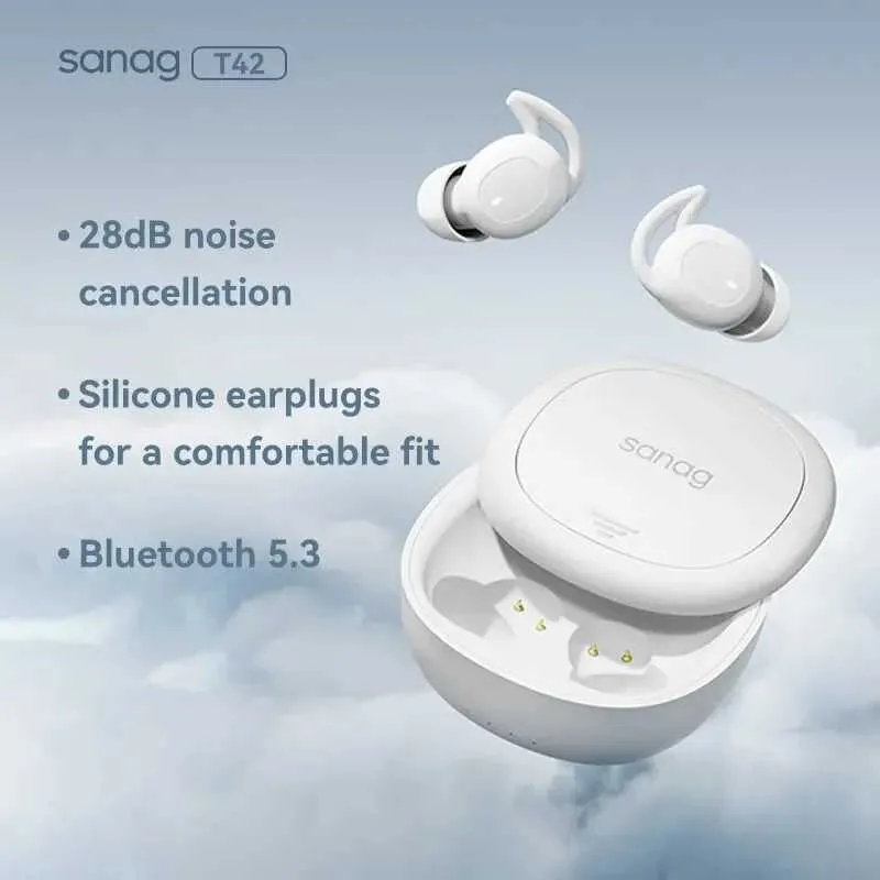 Écouteurs de téléphones portables Sanag T42 Sleep Chéflomes Bluetooth sans fil Bluetooth 5.3 Mini en oreille Dual Mic Écouteur portable pour le sommeil J240508