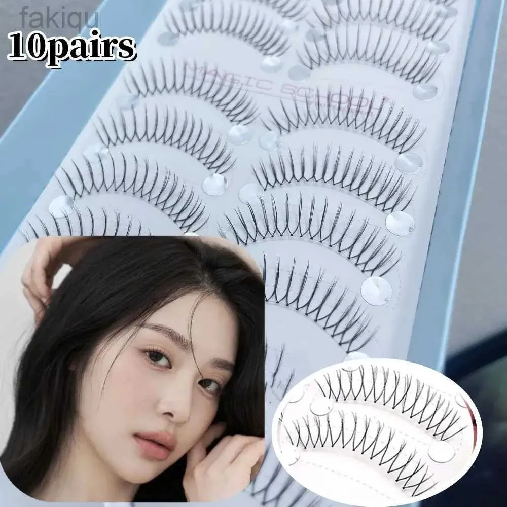 False Eyelashes 10 pairs of 3D V-shaped fake eyelashes Korean U-shaped eyelash comics artificial mink transparent dry extensions d240508