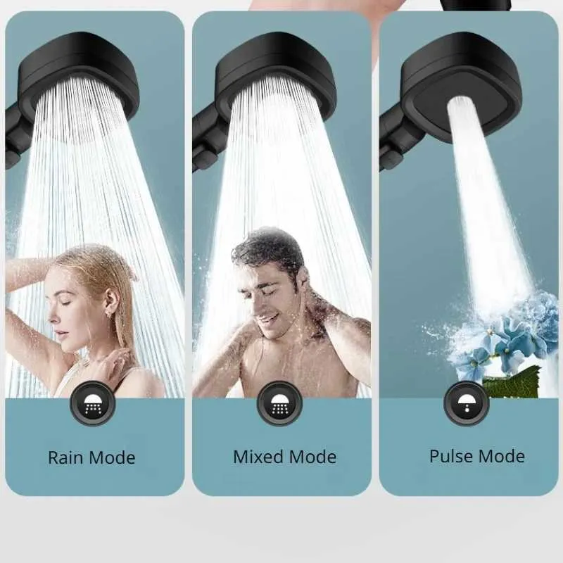 Bathroom Shower Heads High Pressure Shower Head Water Saving 3 Modes Shower Heads Adjustable One-Key Stop Water Massage Sprayer Bathroom Accessories