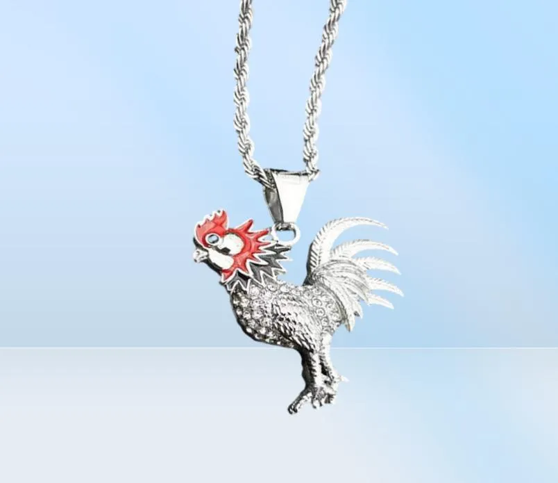 Pendant Necklaces Collier Necklace Gold Color Stainless Steel Gallic Rooster For MenWomen Iced Out Bling French Jewelry Gift6224188392542