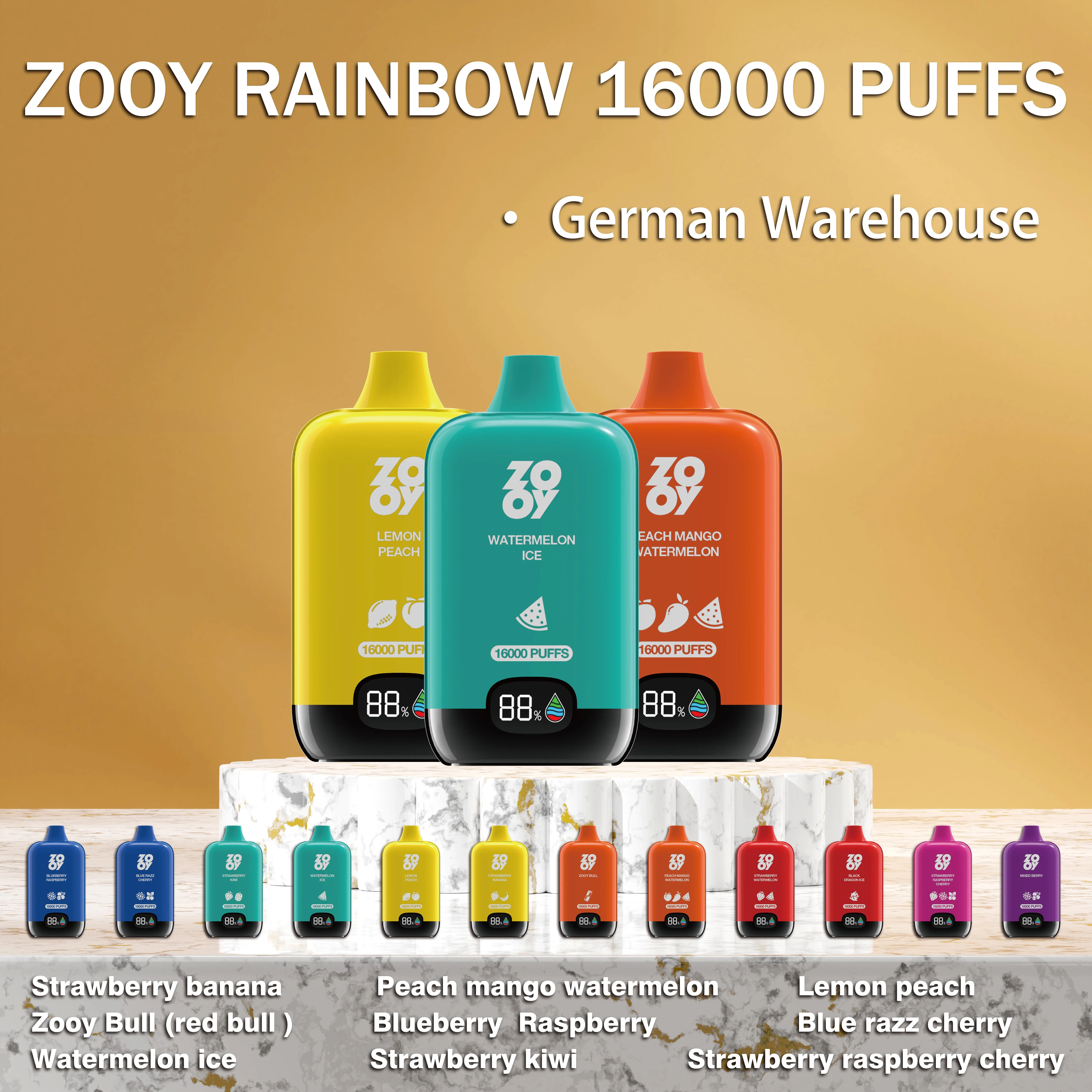 Zooy Vape Einweg Regenbogenschachtel 16K Vape Stift 16000 Puffs Puff 12K E Rauchen Zigarettenfabrik