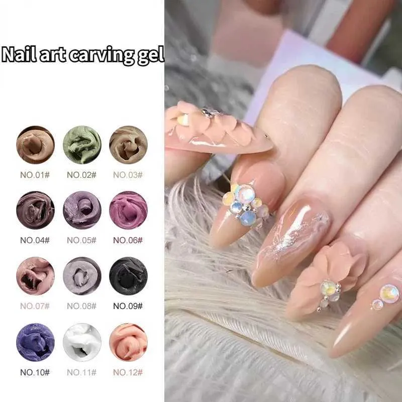 Nail Gel Carving Glue 4D Three-dimensional Shaping Relief Photo Polish UV Modeling Clay Store Special Q240507