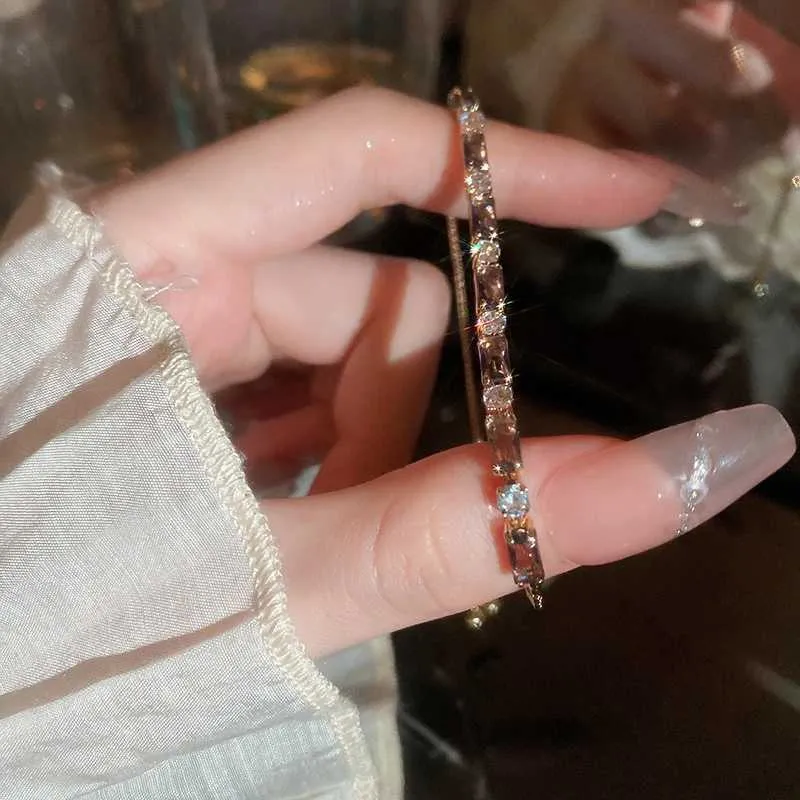 Adjustable Coloured Zircon Bangle Bracelet For Women Korean Style_voghion.com