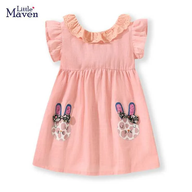 Robes de fille petit maven 2024 robe animal lapin beau et élégant bébé fille mignonne enfant vêtements décontractés enfants sobe dressl2405