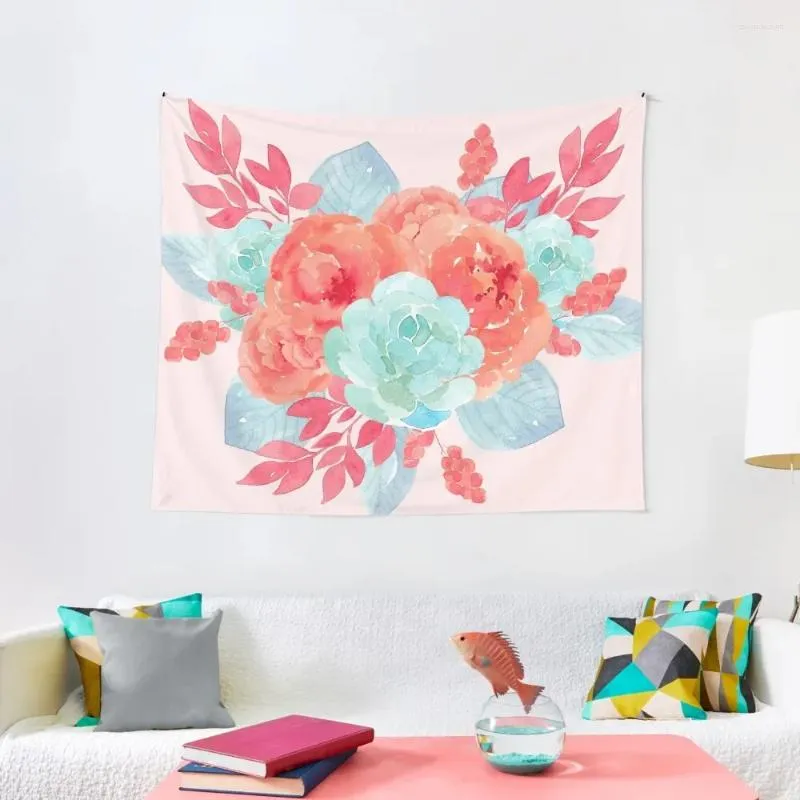 Arazzi Blush Pink - Succulento Bouquet Tapestry Room Astetico Tapete per il decoratore di decoro del muro