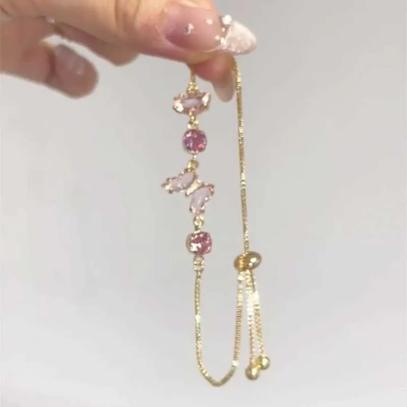 Bracciale farfalla regolabile con cristallo oro per donna_voghion.com