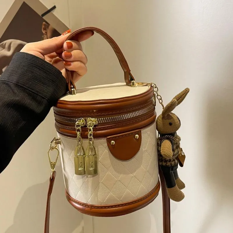Shoulder Bags Barrel Shaped Ladies Small Bucket Bag Tide Handbags Crossbody Fashion Portable Cylinder For Women 2024