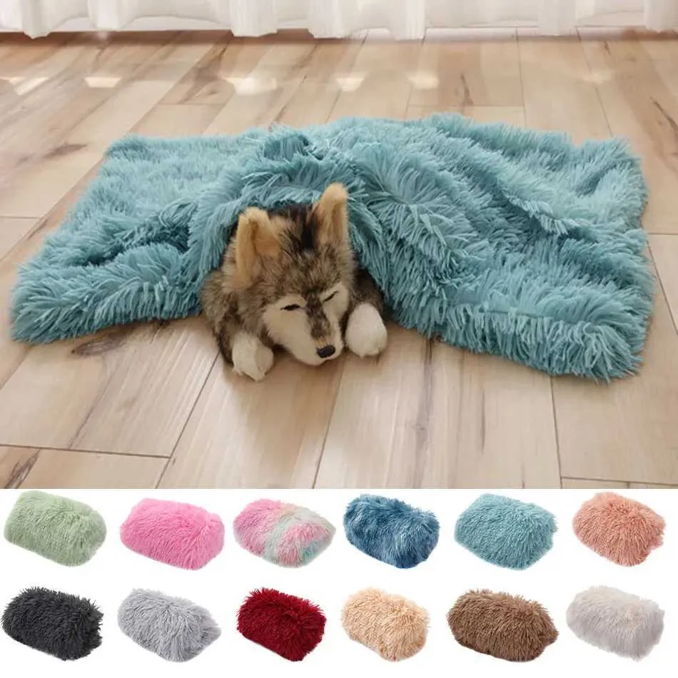 Cat Beds Furniture Dog Bed Mat Pet Cat Dog Plush Soft Warm Cushion Pet Washable Candy Colored Blanket Kennel Puppy Pet Cat Dog Supplies d240508