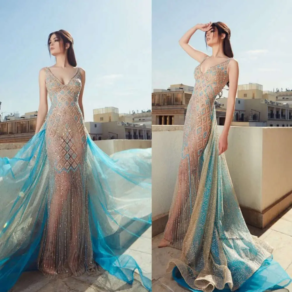 chinese dress ladies TwiZest Trumpet/Mermaid Evening Dress Sexy V Neck Sweep Train Prom Dress  with Sequins,Appliqued, 2024 Royal Blue at Amazon Women's Clothing store main image 0
