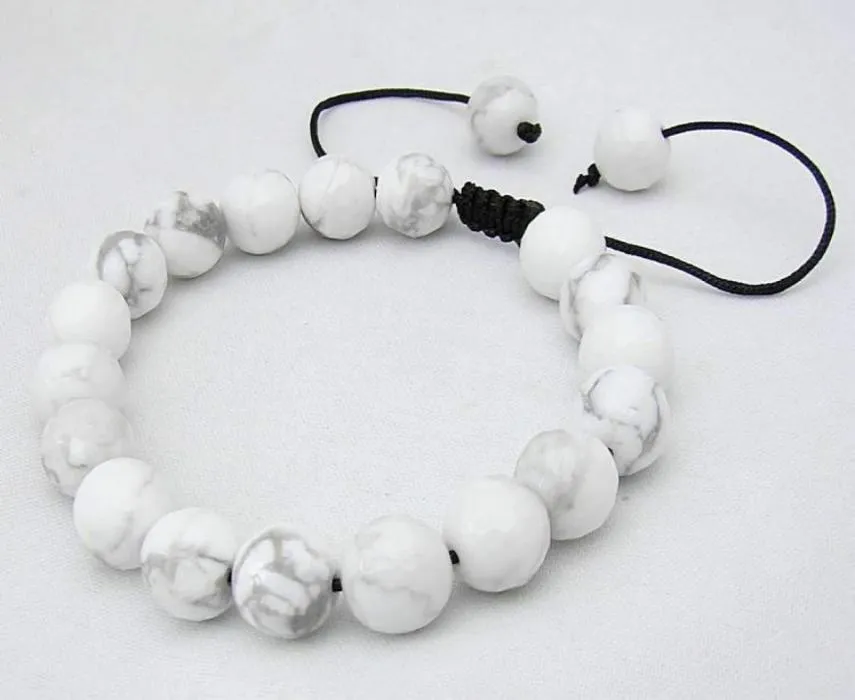 Gemstone Shamballa Bracelet all 10mm WHITE Turquoise Stone Round Beads7188828