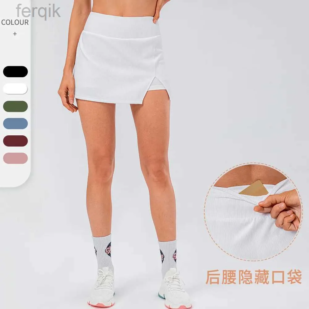 Skirts Skorts Summer Tennis Skirt con pantaloncini Donne che allenano gli sport indossano una vita alta con pantaloncini sportivi in ​​tasca sport fitness D240508