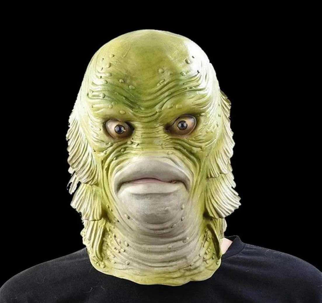 Masque d'Halloween effrayant Monster Latex Fish Masques Créature du Black Lagoon Cosplay Merman Masquerade Party Mascara Horror Mask Y5150405
