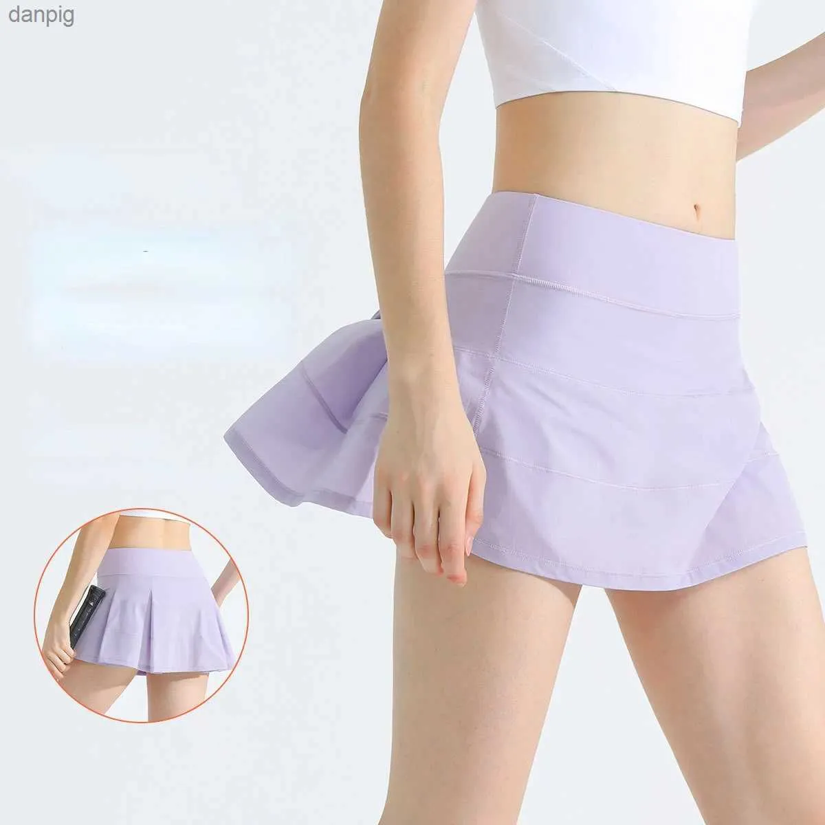 Skirts Summer running womens tennis culottes fake two-piece breathable badminton short skirt anti-empty sports hiking skirt Y240508