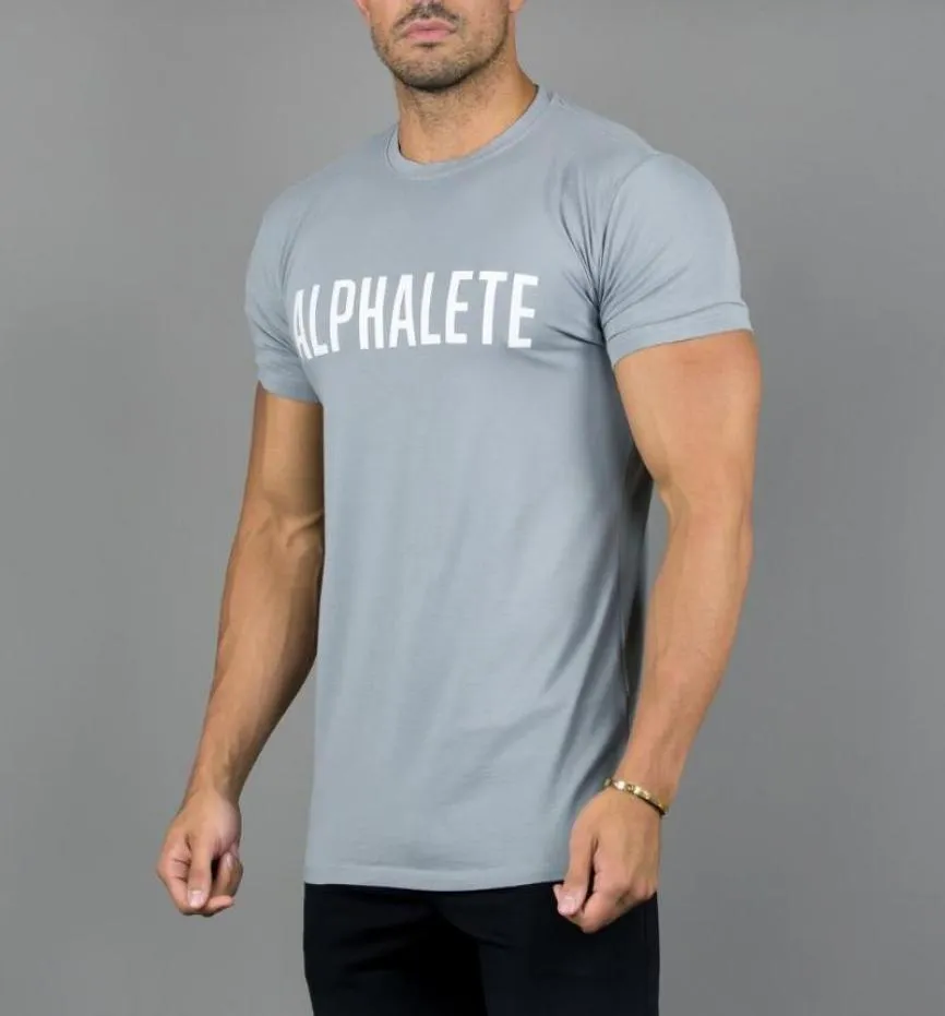 Men039s Bodybuilding Fitness Fitness Tshirt a maniche corta Gym Shirt alfaleta Camicia muscolare in cotone Tshirts7402951